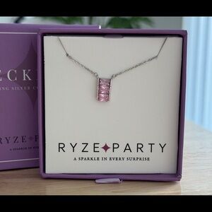Ryze Party “Princess Pink CZ” Bar Sterling Silver Necklace